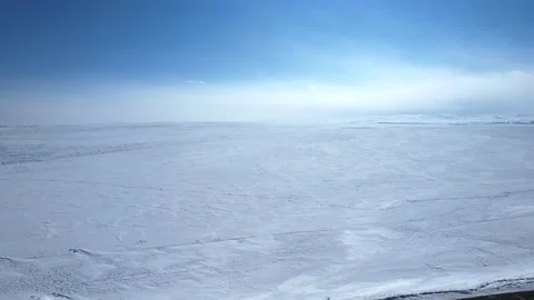 Ice steppe in winter. All under the snow Stock Footage 232984318