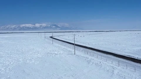 Ice steppe in winter. All under the snow Stock Footage 232984555