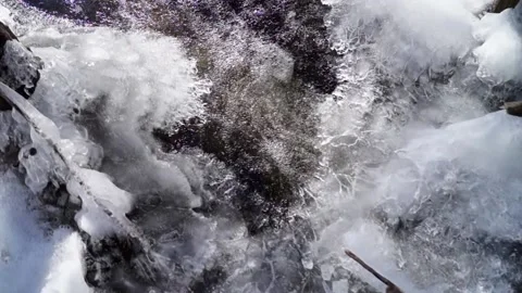 Ice on a stormy river. Forest river. Spring stormy stream. Stock Footage 172000002