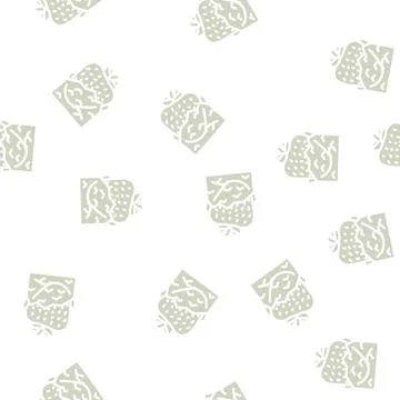 Ice strawberries glyph vector seamless pattern イラスト素材