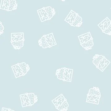 Ice strawberries line vector seamless pattern イラスト素材