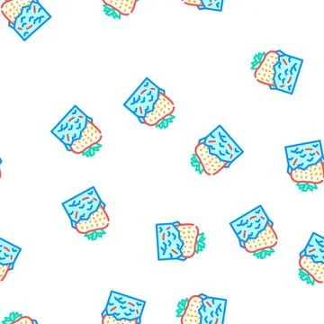 Ice strawberries vector seamless pattern Illustration