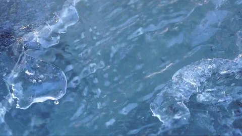 Ice stream in the forest. flowing blue pure water, the ecology of the forest. Stock Footage 89880419