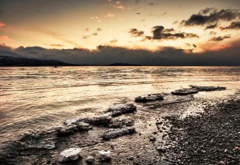 Ice at sunset Foto stock