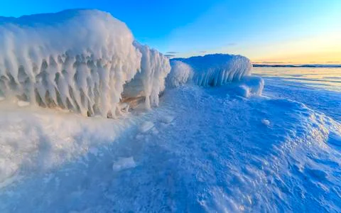 Ice at sunset Stock Photos