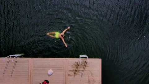 Ice swimming Stock Footage 166077247