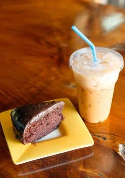 Ice tea with cake Stock Photos