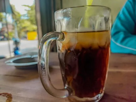 ICE TEA DRINK WITH BLUR BACKGROUND Stock Photos