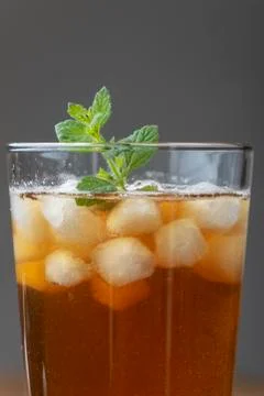 Ice tea on grey background Stock Photos