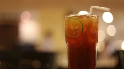 Ice tea with lime slice Stock Footage 51770788