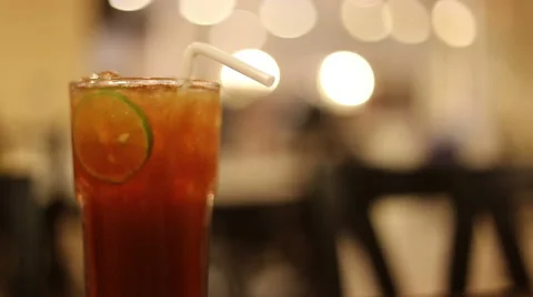 Ice tea with lime slice Stock Footage 51770995