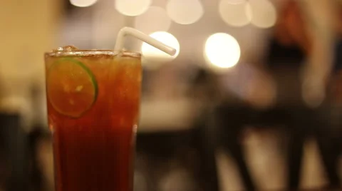 Ice tea with lime slice Stock Footage 51771144