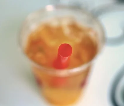 Ice tea with straw Stock Photos