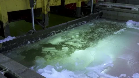 Ice testing pool. Pieces of ice in water Stock Footage 234177027