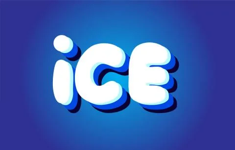 Ice text 3d blue white concept vector design logo icon Stock Illustration