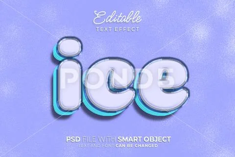 Ice text effect editable PSD Template