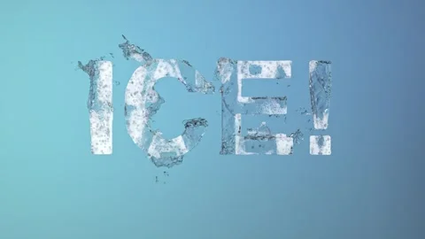 ICE text emerge from water with bubble effect Stock Footage 345666432