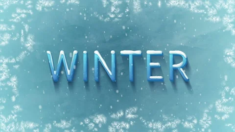 Ice text "Winter", snow fall and frost Stock Footage 121825639