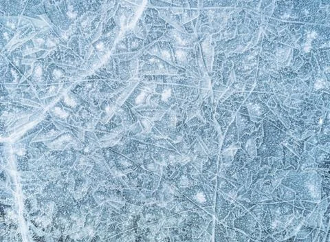 Ice texture, background. High angle view of empty frozen lake with copy space Stock Photos