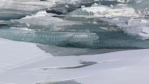 Ice thawing of on the river in the early spring Stock Footage 73010757