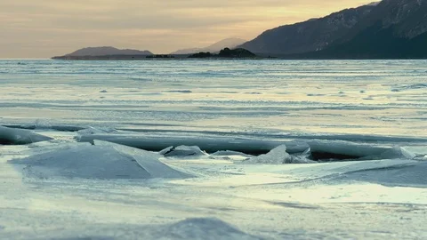 Ice Tide Retreating at Sunset Timelapse Stock-Footage 85296420