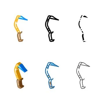 Ice tool axe mountaineering adventure color icon vector multipack 스톡 일러스트
