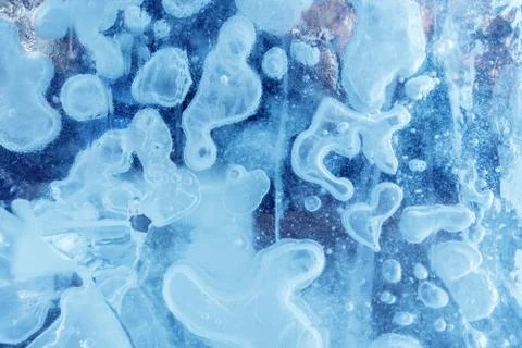Ice tracery. The texture of ice structure. Christmas abstract background. Stock Photos