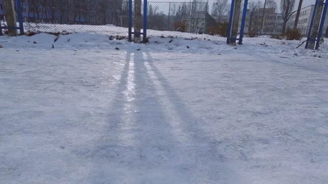 Ice on the Trail. Concepts of Falling, Snow Removal, Weather, Slipping, Winter Stock Footage 276575525
