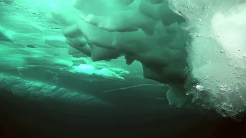Ice underwater in the background of clear clear water in Arctic. Stock Footage 74535349