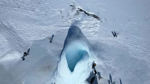 Ice volcano in snowy mountains Stock Footage 232983989