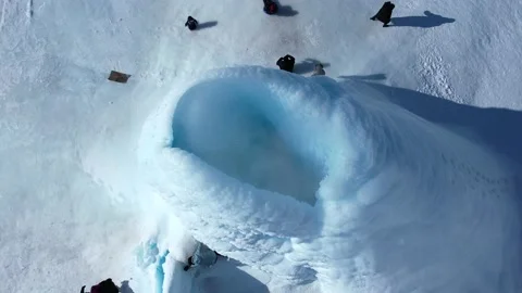 Ice volcano in snowy mountains Stock Footage 232984074