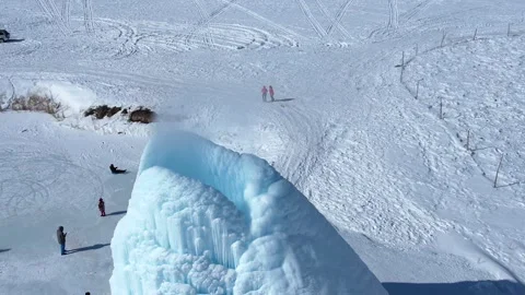 Ice volcano in snowy mountains Stock Footage 232984255