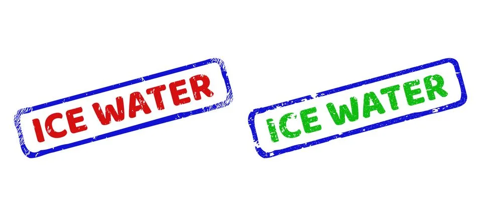 ICE WATER Bicolor Rough Rectangle Watermarks with Grunge Surfaces Stock Illustration