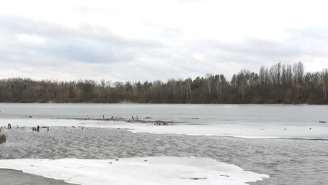 Ice in the water of a river Stock Footage 170722126