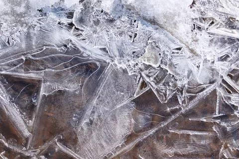 Ice water surface texture with beautiful pattern. Stock Photos