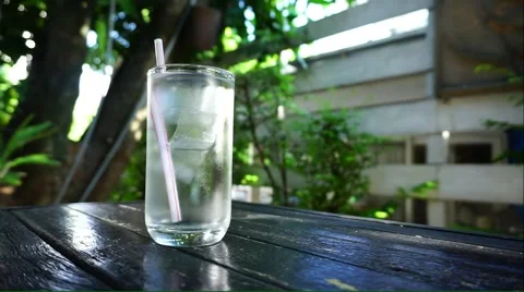 Ice water on the table Stock Footage 52682480