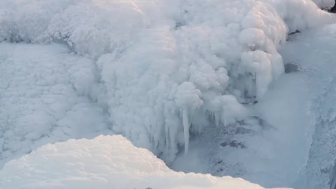 Ice Waterfall Stock Footage 79576752