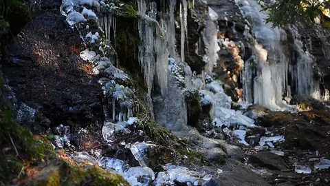 Ice waterfall 스톡 동영상 126775781