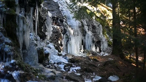 Ice waterfall Vídeo Stock 126775791