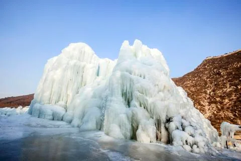 Ice waterfall Stock Photos