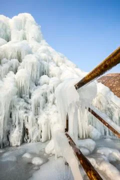 Ice waterfall Stock Photos