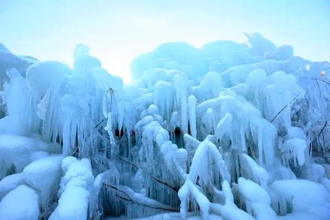 Ice waterfall Stock Photos