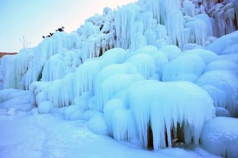 Ice waterfall Stock Photos