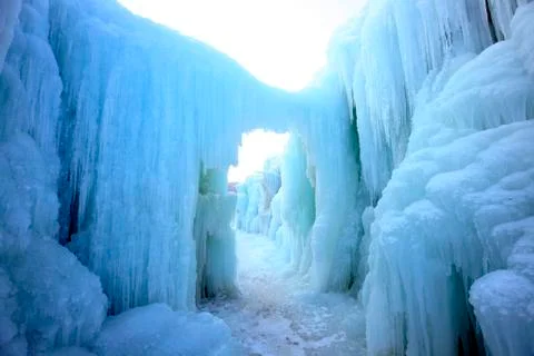 Ice waterfall Stock Photos