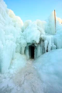 Ice waterfall Stock Photos