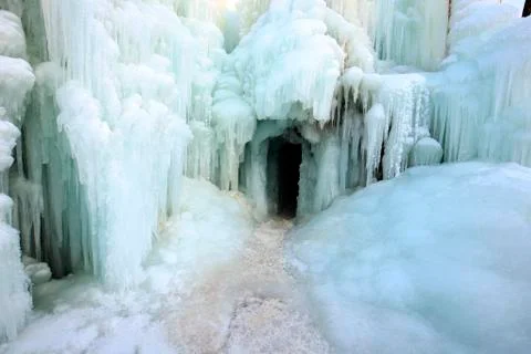 Ice waterfall Stock Photos