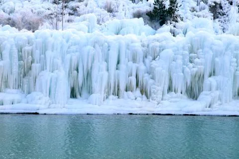 Ice waterfall Stock Photos