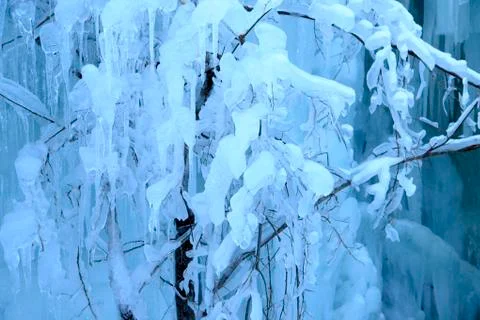 Ice waterfall Stock Photos