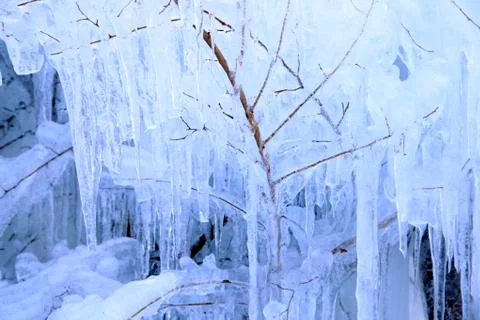 Ice waterfall Stock Photos