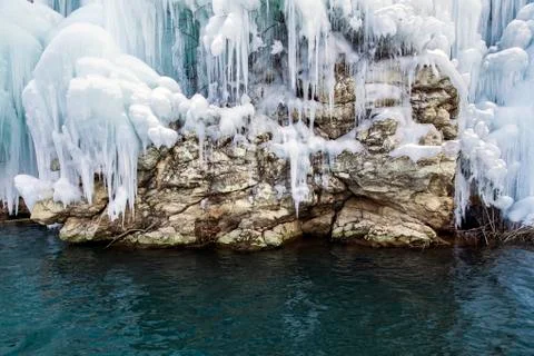 Ice waterfall Stock Photos